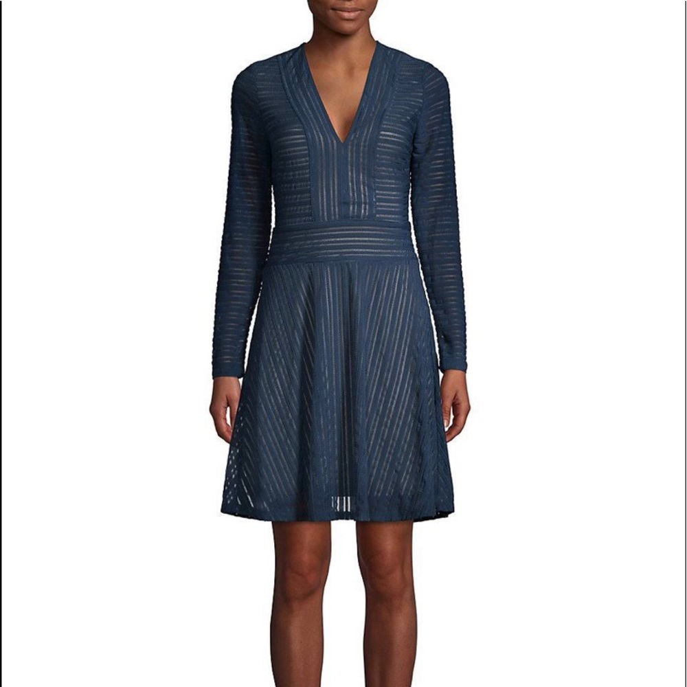 BCBGMaxAzria Blue Long Sleeve Dress Medium Sized